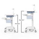 Luxor Vitalize Laptop Cart Adjustable Height Rolling Medical Cart Deluxe 24.1