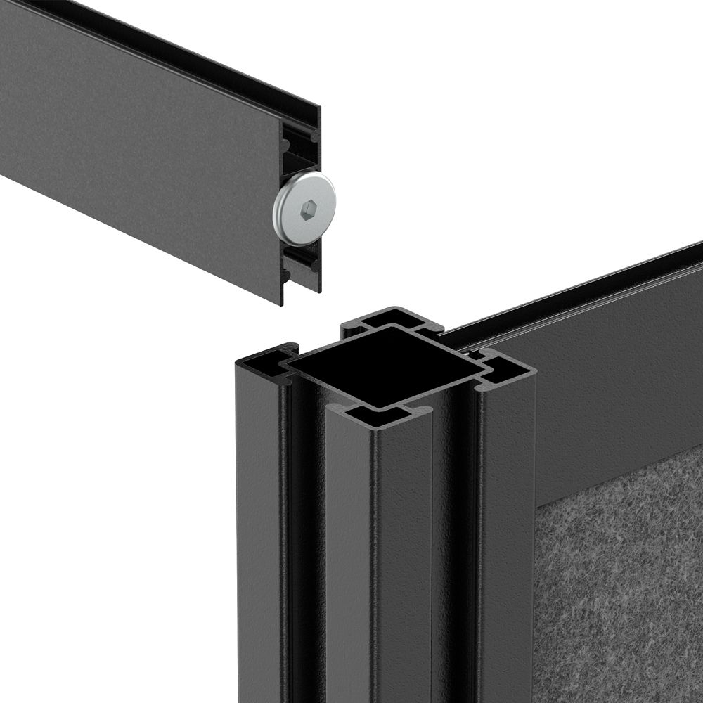 Luxor MW - 7070 - XWCGB - Workflow Modular Wall Room Divider System - Black Frame - 70" x 70" Add - On Wall w/ Whiteboard - SchoolOutlet