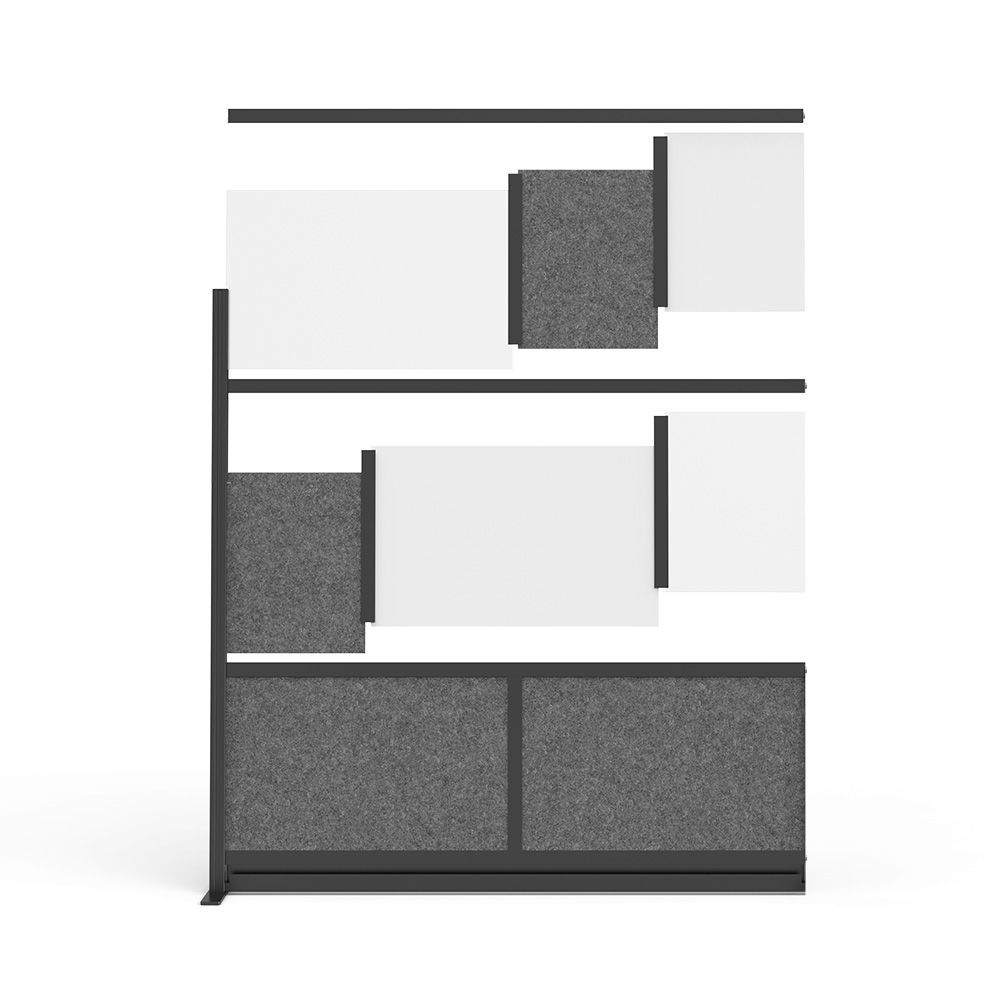 Luxor MW - 7070 - XWCGB - Workflow Modular Wall Room Divider System - Black Frame - 70" x 70" Add - On Wall w/ Whiteboard - SchoolOutlet
