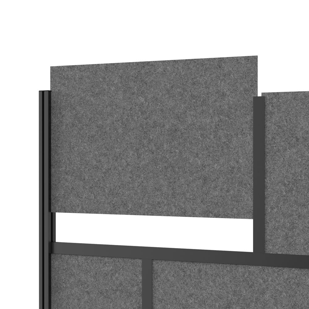 Luxor MW - 7070 - XWCGWB - Workflow Modular Wall Room Divider System - Black Frame - 70" x 70" Wide Panel Add - On Wall w/ Whiteboard - SchoolOutlet