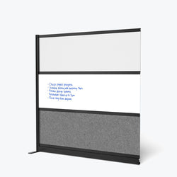 Luxor MW-7070-XWCGWB - Workflow Modular Wall Room Divider System - Black Frame - 70" x 70" Wide Panel Add-On Wall w/ Whiteboard