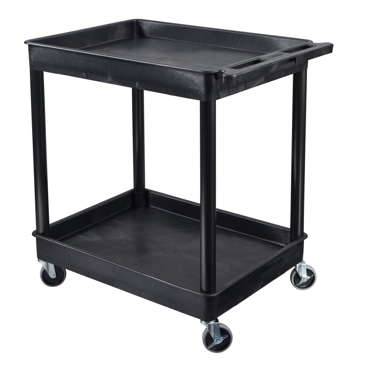 Luxor TC11-B - Flat Top and Tub Middle/Bottom Shelf Cart (Luxor LUX-TC11-B) - Black - SchoolOutlet