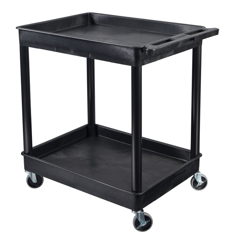 Luxor TC11-B - Flat Top and Tub Middle/Bottom Shelf Cart (Luxor LUX-TC11-B) - Black - SchoolOutlet