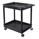 Luxor TC11-B - Flat Top and Tub Middle/Bottom Shelf Cart (Luxor LUX-TC11-B) - Black - SchoolOutlet