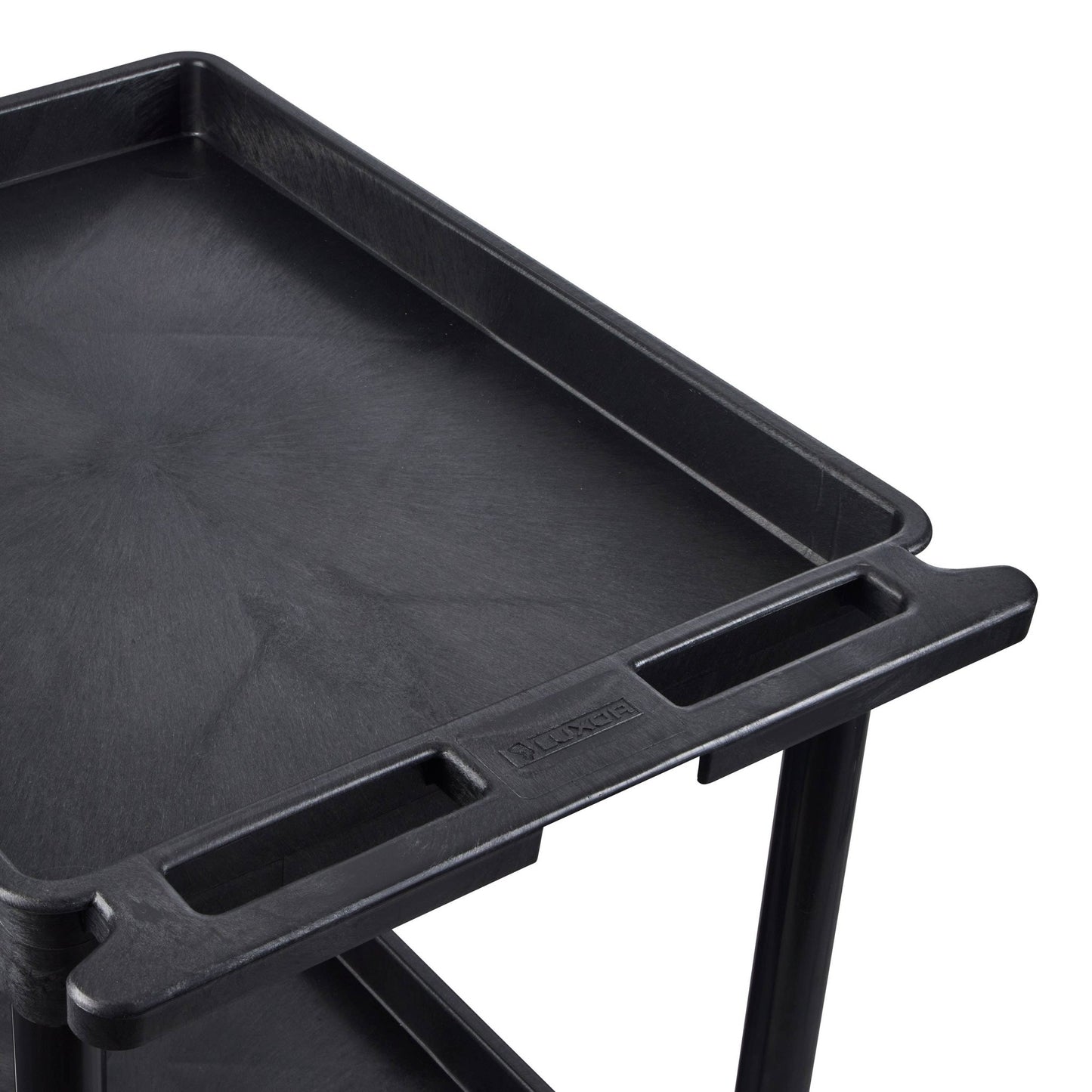 Luxor TC11-B - Flat Top and Tub Middle/Bottom Shelf Cart (Luxor LUX-TC11-B) - Black - SchoolOutlet