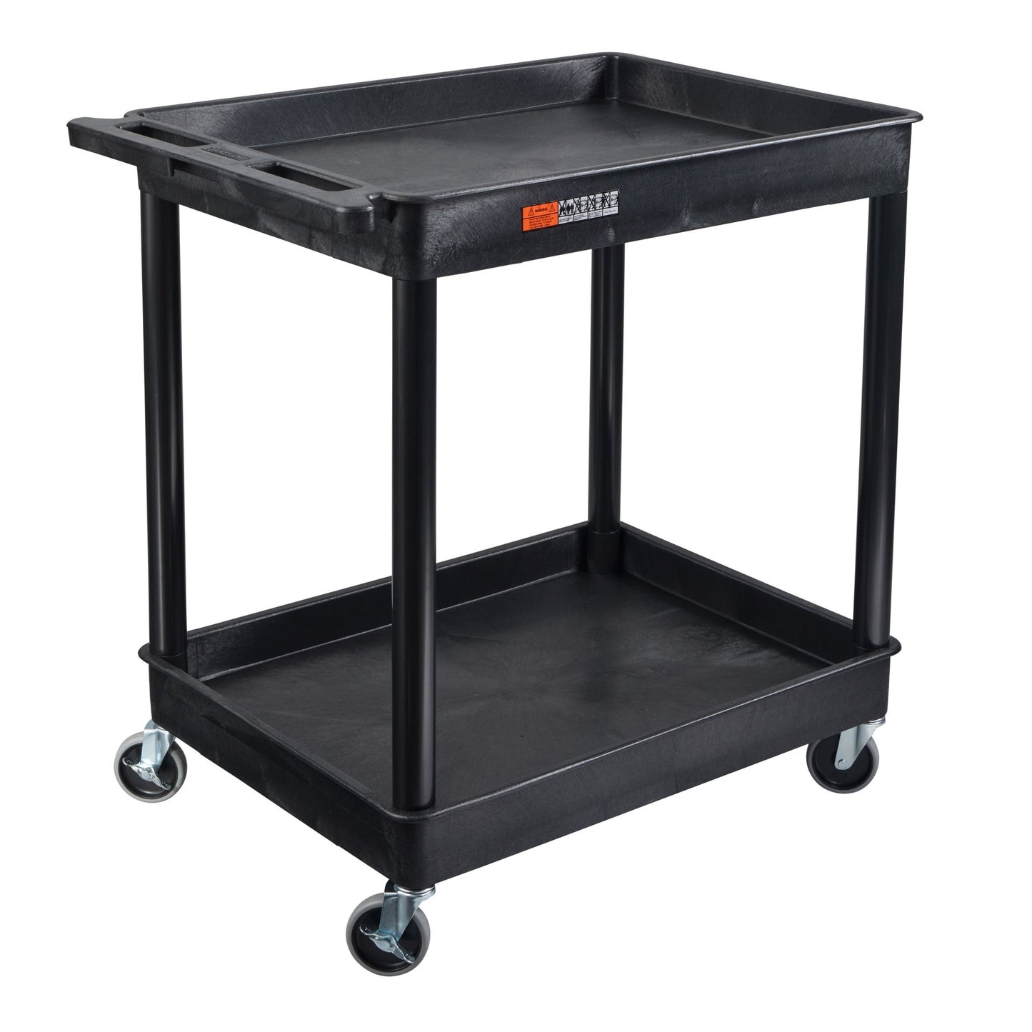 Luxor TC11-B - Flat Top and Tub Middle/Bottom Shelf Cart (Luxor LUX-TC11-B) - Black - SchoolOutlet