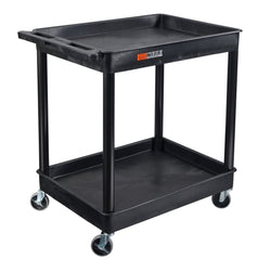 Luxor TC11-B - Flat Top and Tub Middle/Bottom Shelf Cart (Luxor LUX-TC11-B) - Black