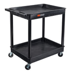 Luxor TC11-B - Flat Top and Tub Middle/Bottom Shelf Cart (Luxor LUX-TC11-B) - Black - SchoolOutlet
