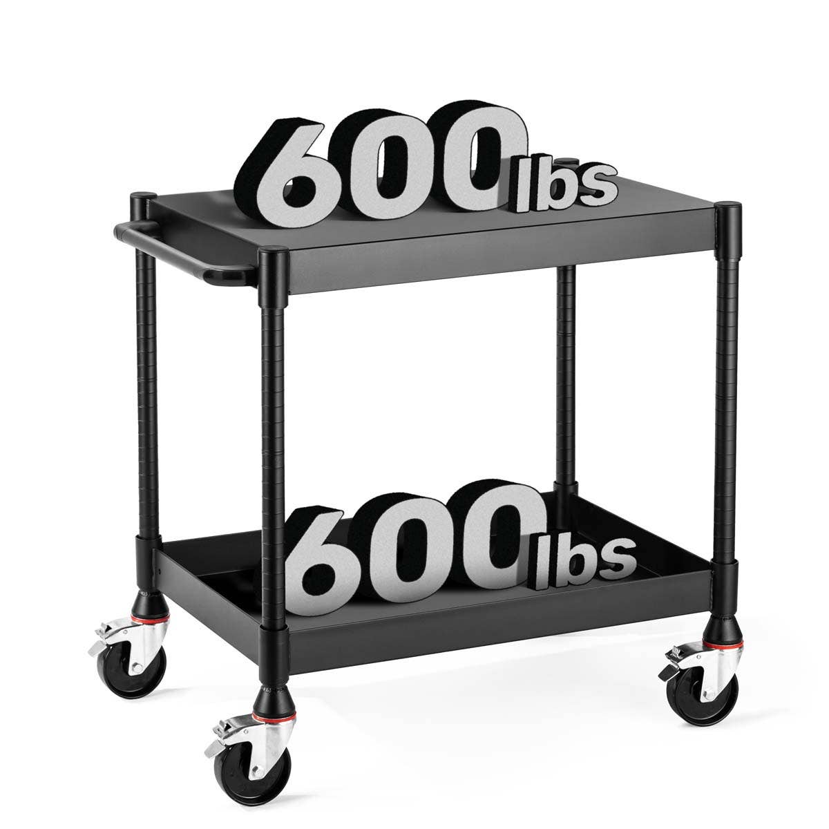Luxor MightyHaul 24" Heavy - Duty Utility Cart, 2 Shelves (UCMT010) - SchoolOutlet