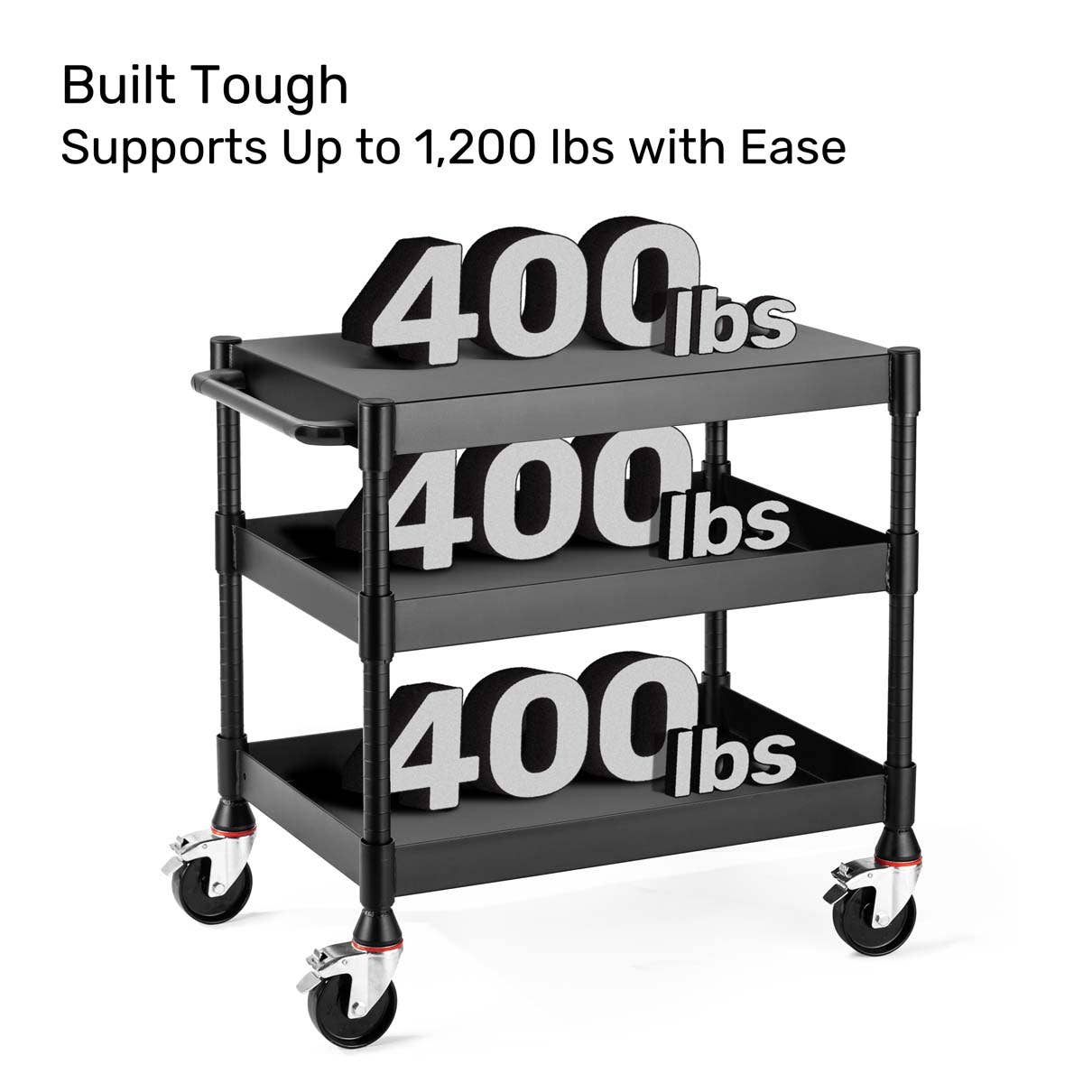 Luxor MightyHaul 24" Heavy - Duty Utility Cart, 3 Shelves (UCMT011) - SchoolOutlet