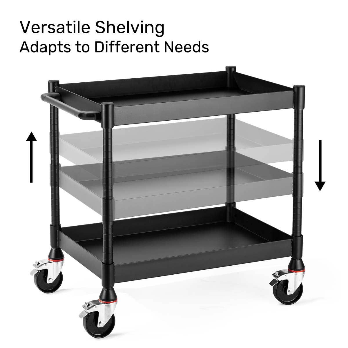 Luxor MightyHaul 24" Heavy - Duty Utility Cart, 3 Shelves (UCMT011) - SchoolOutlet