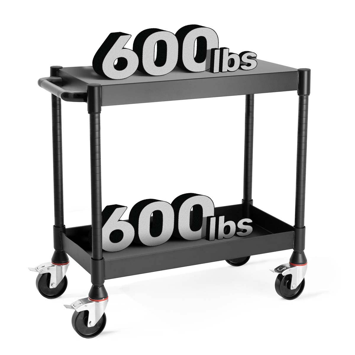 Luxor MightyHaul 18" Heavy - Duty Utility Cart, 2 Shelves (UCMT012) - SchoolOutlet
