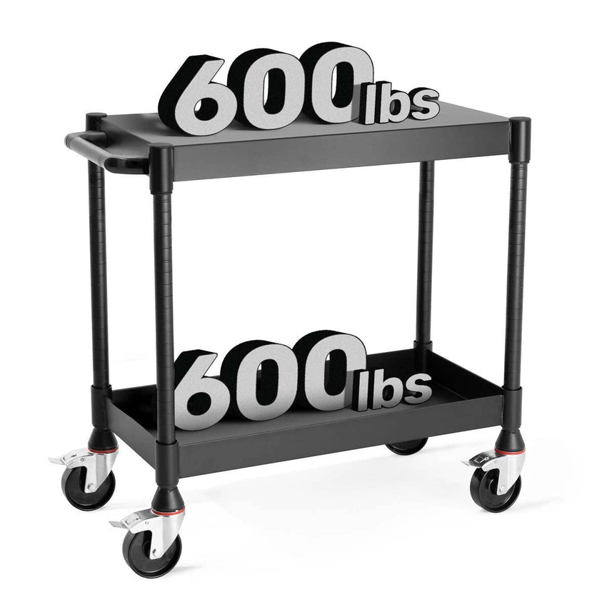 Luxor MightyHaul 18" Heavy - Duty Utility Cart, 2 Shelves (UCMT012) - SchoolOutlet