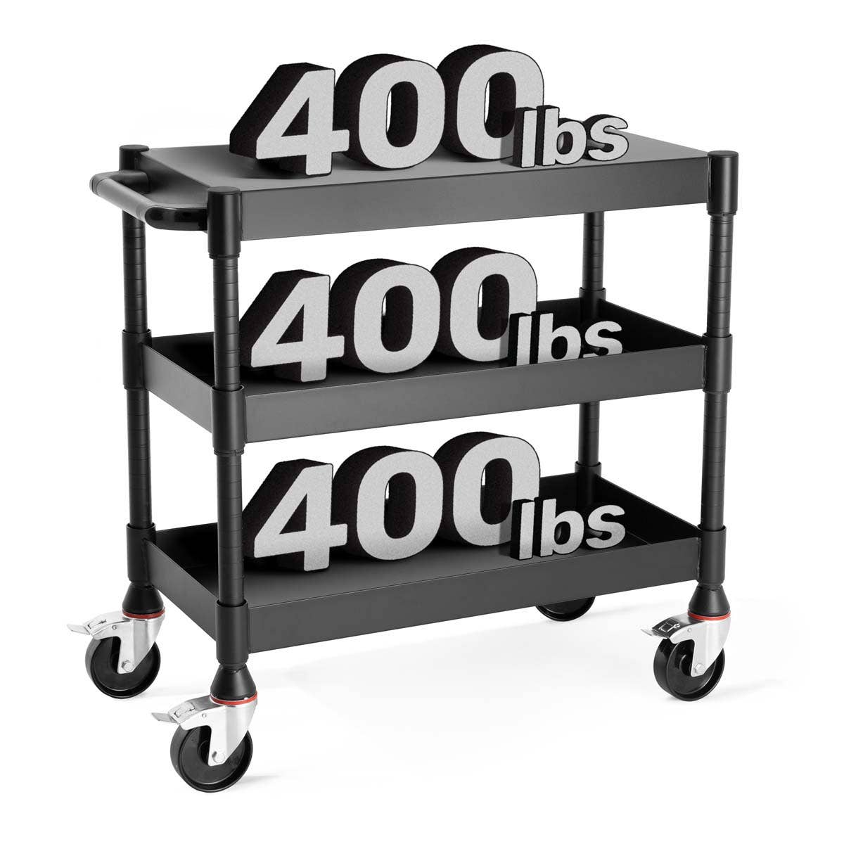 Luxor MightyHaul 18" Heavy - Duty Utility Cart, 3 Shelves (UCMT013) - SchoolOutlet