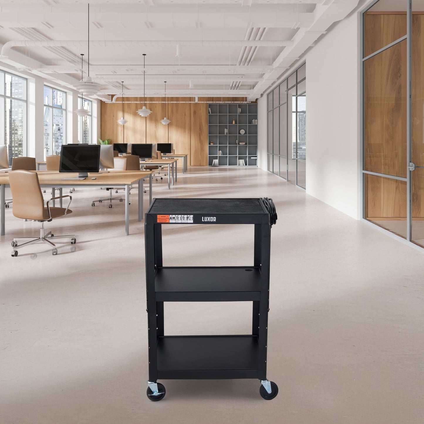 Luxor UCMT1 42" Adjustable-Height Steel Utility Cart - 3 shelves - SchoolOutlet