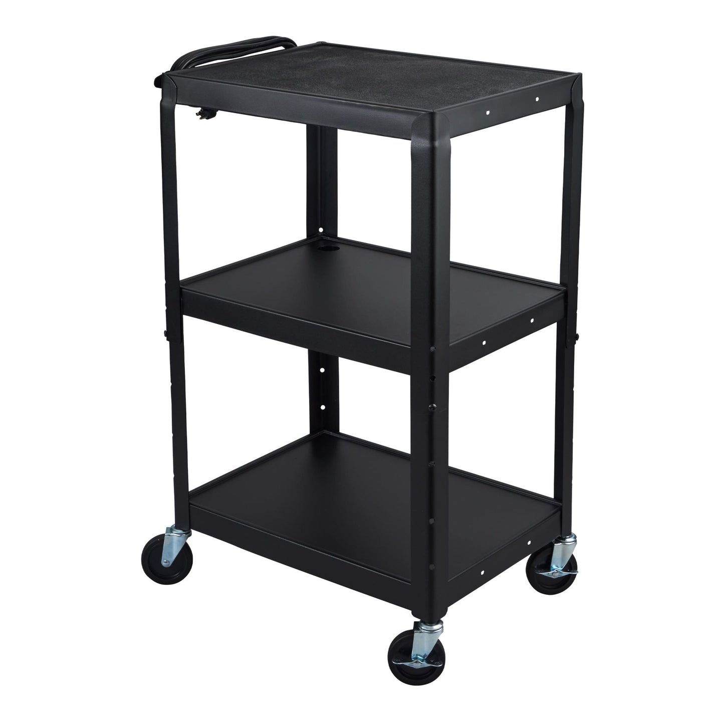 Luxor UCMT1 42" Adjustable-Height Steel Utility Cart - 3 shelves - SchoolOutlet