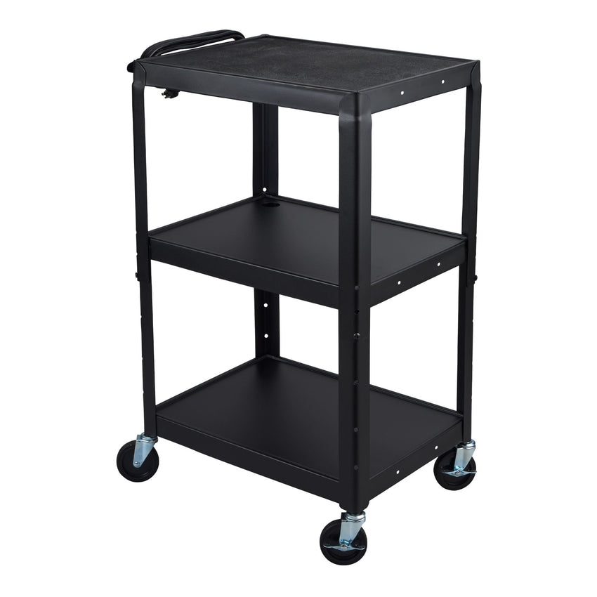 Luxor UCMT1 42" Adjustable-Height Steel Utility Cart - 3 shelves - SchoolOutlet