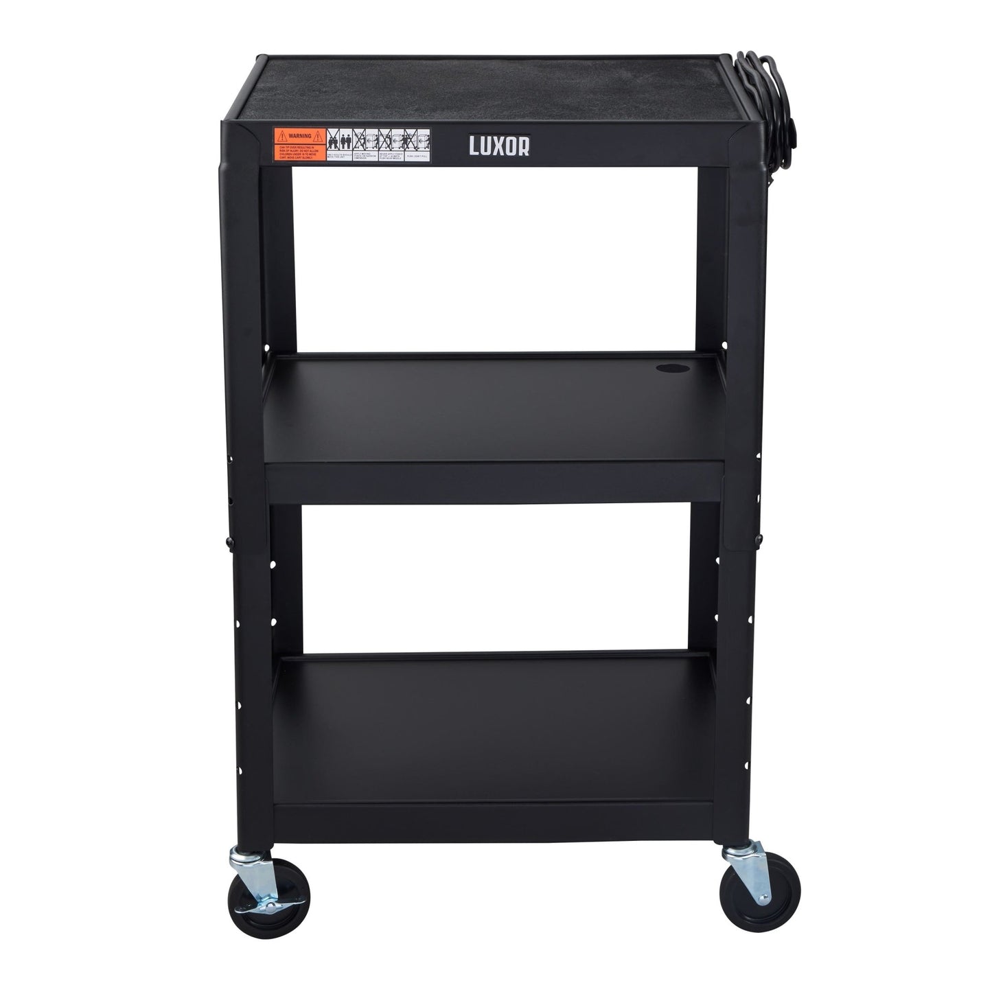 Luxor UCMT1 42" Adjustable-Height Steel Utility Cart - 3 shelves - SchoolOutlet