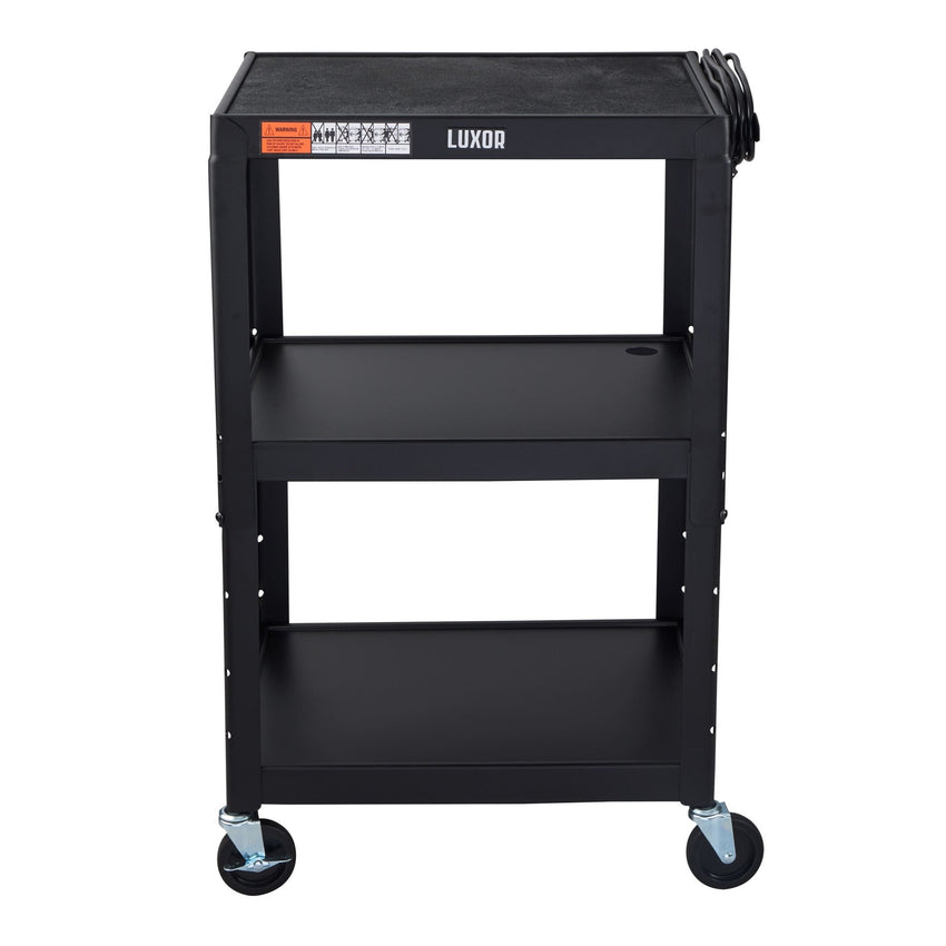 Luxor UCMT1 42" Adjustable-Height Steel Utility Cart - 3 shelves - SchoolOutlet
