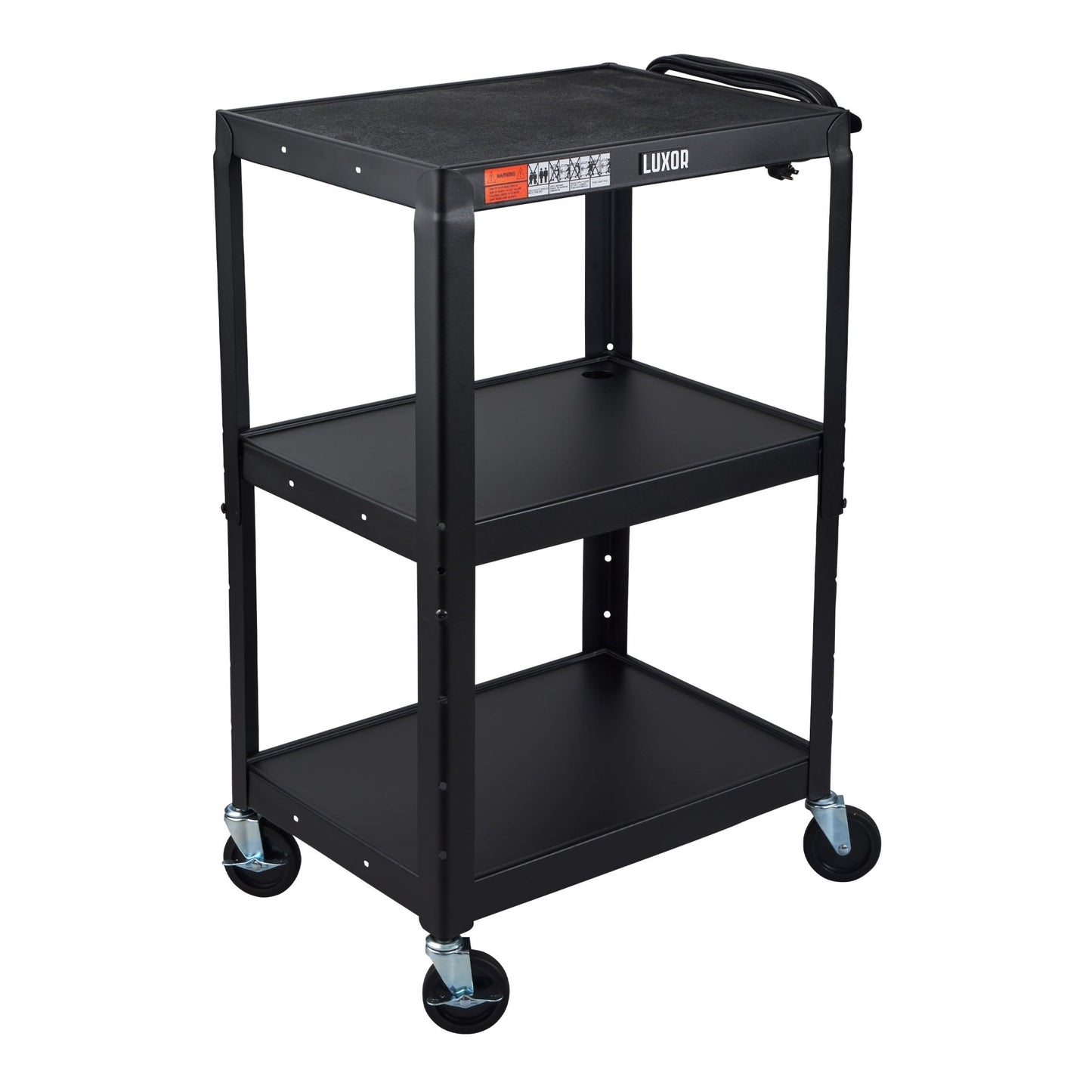 Luxor UCMT1 42" Adjustable-Height Steel Utility Cart - 3 shelves - SchoolOutlet