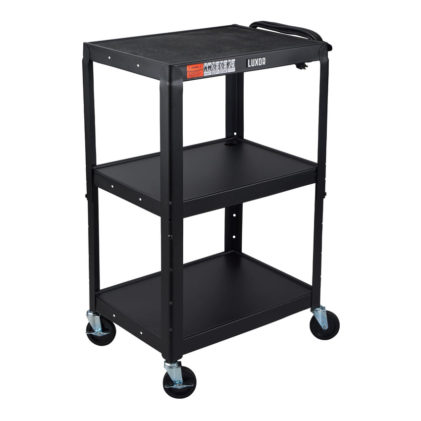 Luxor UCMT1 42" Adjustable-Height Steel Utility Cart - 3 shelves - SchoolOutlet