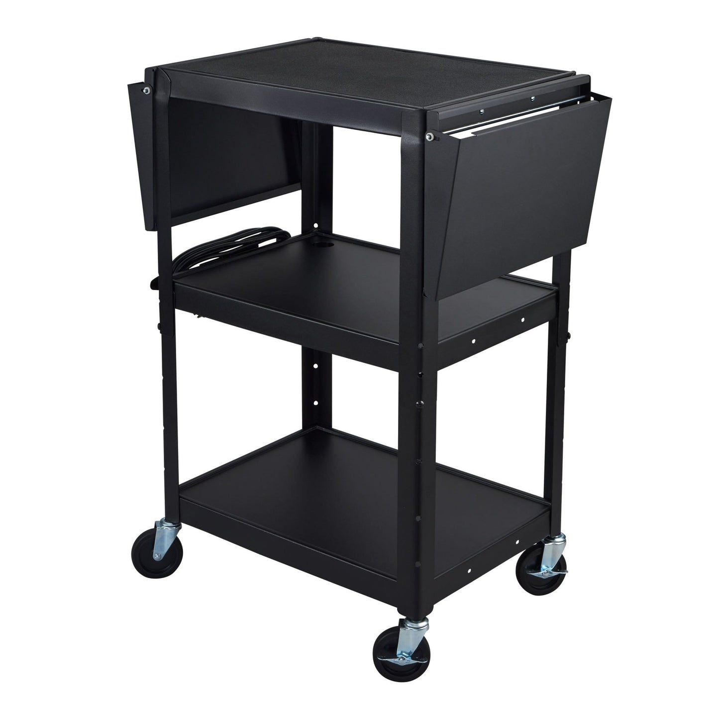 Luxor UCMT1DL 42" Adjustable-Height Steel Utility Cart - Drop Leaf Shelves - 3 shelves - SchoolOutlet
