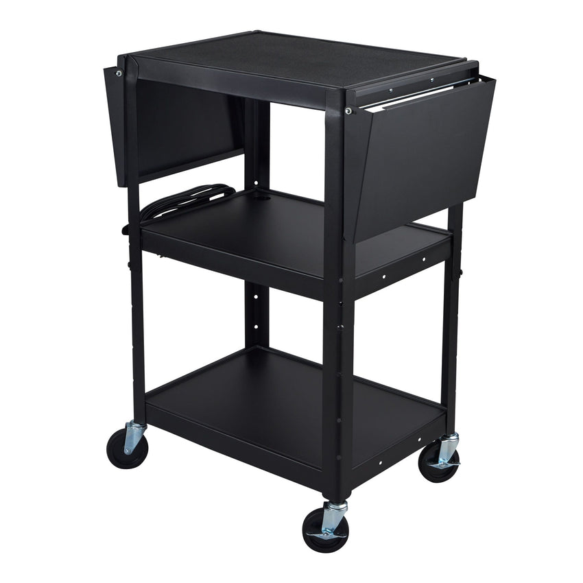 Luxor UCMT1DL 42" Adjustable-Height Steel Utility Cart - Drop Leaf Shelves - 3 shelves - SchoolOutlet
