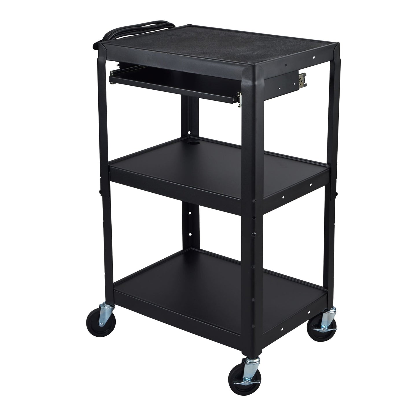 Luxor UCMT1KB Adjustable-Height Steel Utility Cart - Pullout Keyboard Tray - SchoolOutlet