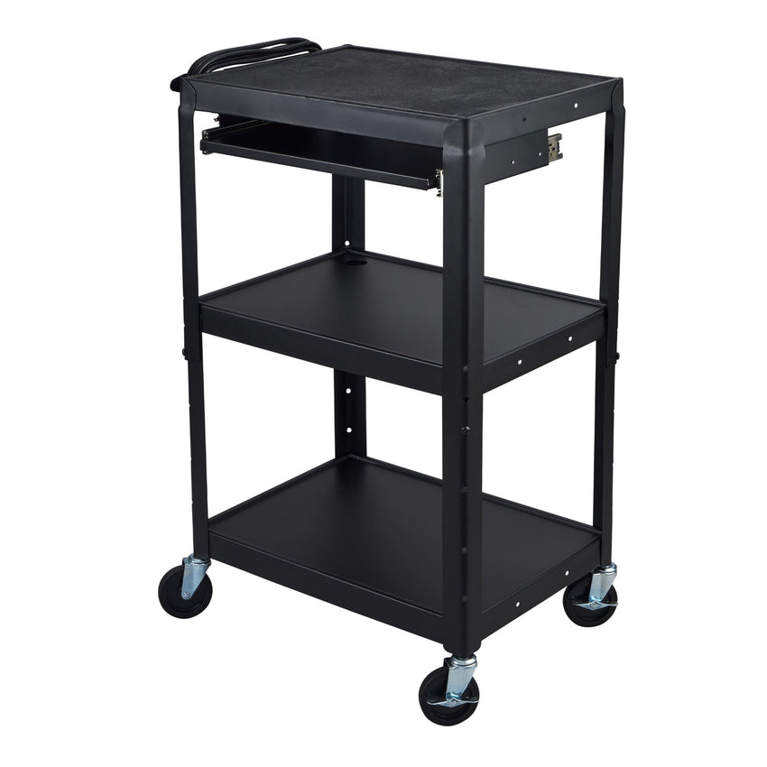 Luxor UCMT1KB Adjustable-Height Steel Utility Cart - Pullout Keyboard Tray - SchoolOutlet