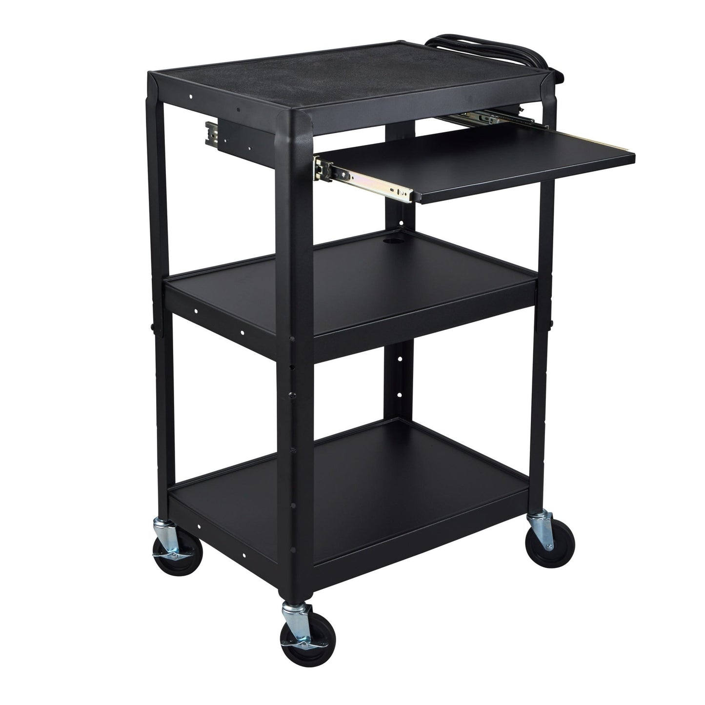 Luxor UCMT1KB Adjustable-Height Steel Utility Cart - Pullout Keyboard Tray - SchoolOutlet