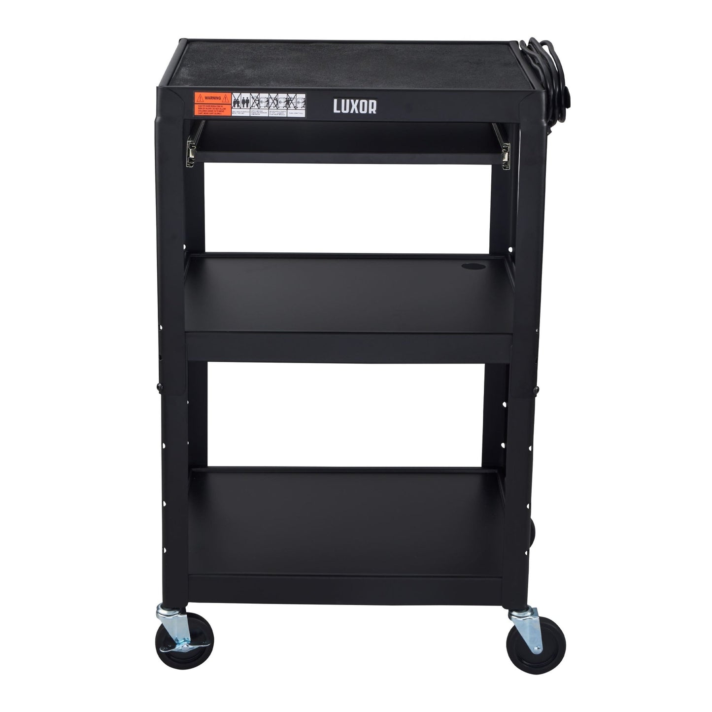 Luxor UCMT1KB Adjustable-Height Steel Utility Cart - Pullout Keyboard Tray - SchoolOutlet