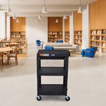 Luxor UCMT1KB Adjustable-Height Steel Utility Cart - Pullout Keyboard Tray - SchoolOutlet