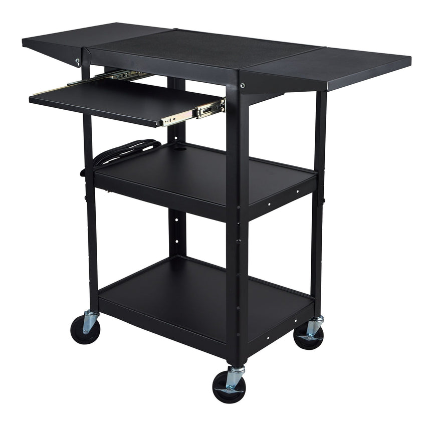 Luxor UCMT1KBDL Adjustable-Height Steel Utility Cart - Pullout Keyboard Tray, Drop Leaf - SchoolOutlet