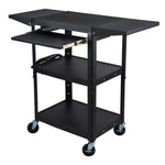 Luxor UCMT1KBDL Adjustable-Height Steel Utility Cart - Pullout Keyboard Tray, Drop Leaf - SchoolOutlet