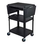 Luxor UCMT1KBDL Adjustable-Height Steel Utility Cart - Pullout Keyboard Tray, Drop Leaf - SchoolOutlet