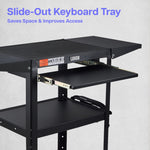 Luxor UCMT1KBDL Adjustable-Height Steel Utility Cart - Pullout Keyboard Tray, Drop Leaf - SchoolOutlet