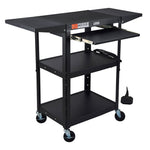 Luxor UCMT1KBDL Adjustable-Height Steel Utility Cart - Pullout Keyboard Tray, Drop Leaf - SchoolOutlet
