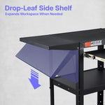 Luxor UCMT1KBDL Adjustable-Height Steel Utility Cart - Pullout Keyboard Tray, Drop Leaf - SchoolOutlet