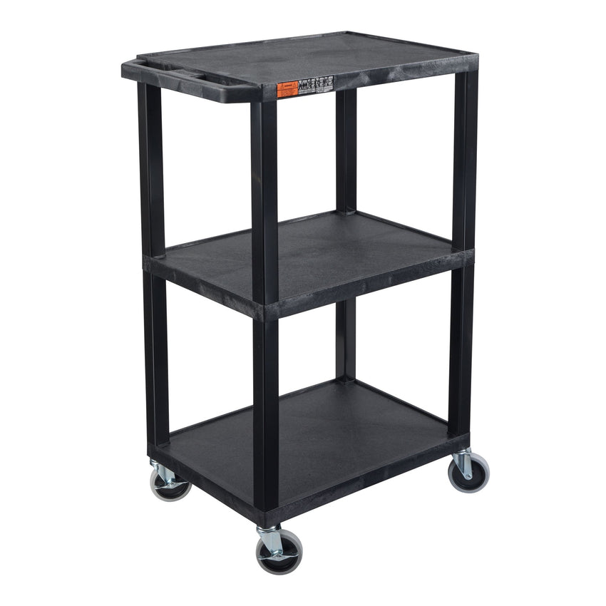 Luxor UCPL1 42"H 3-Shelf Multipurpose Utility Cart - SchoolOutlet