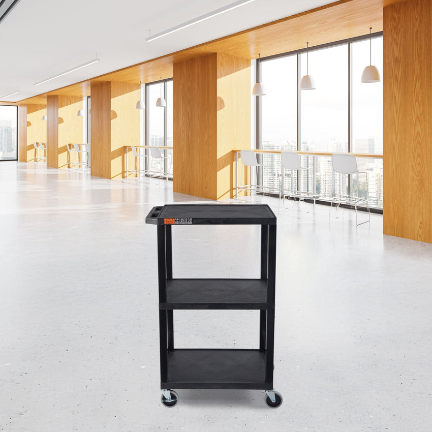 Luxor UCPL1 42"H 3-Shelf Multipurpose Utility Cart - SchoolOutlet