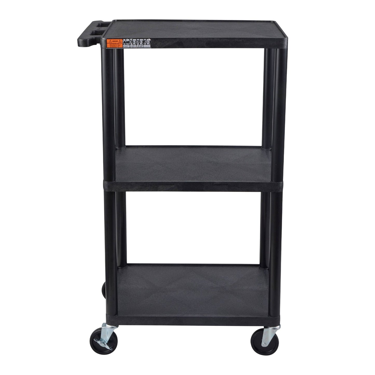 Luxor UCPL2-B 42"H Utility Cart - Three Shelves, Black - SchoolOutlet