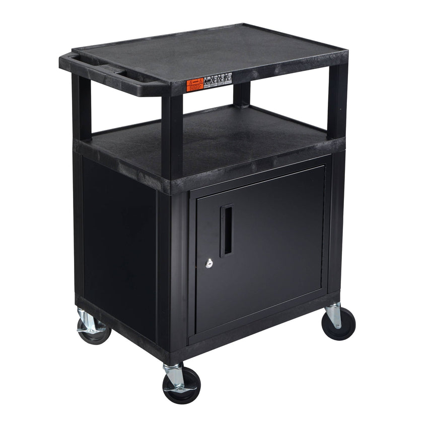 Luxor Tuffy 34" Utility AV Cart with Cabinet (Luxor LUX-WT34C2E) - SchoolOutlet