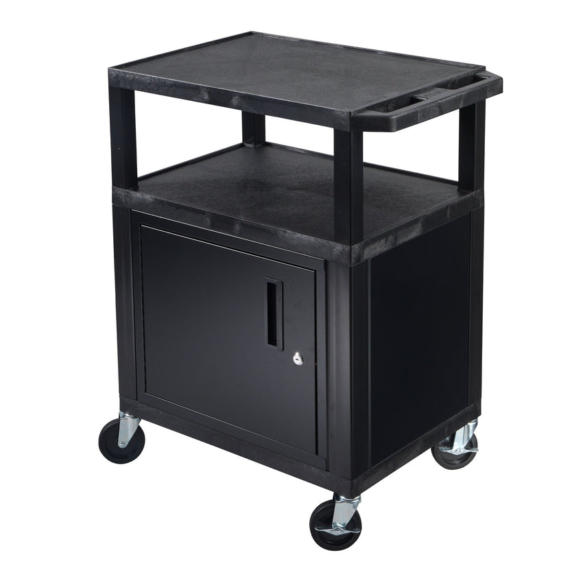 Luxor Tuffy 34" Utility AV Cart with Cabinet (Luxor LUX-WT34C2E) - SchoolOutlet