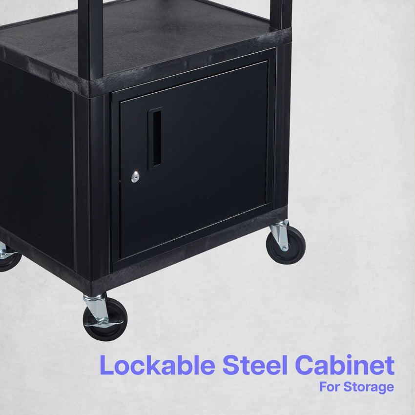 Luxor Tuffy 34" Utility AV Cart with Cabinet (Luxor LUX-WT34C2E) - SchoolOutlet