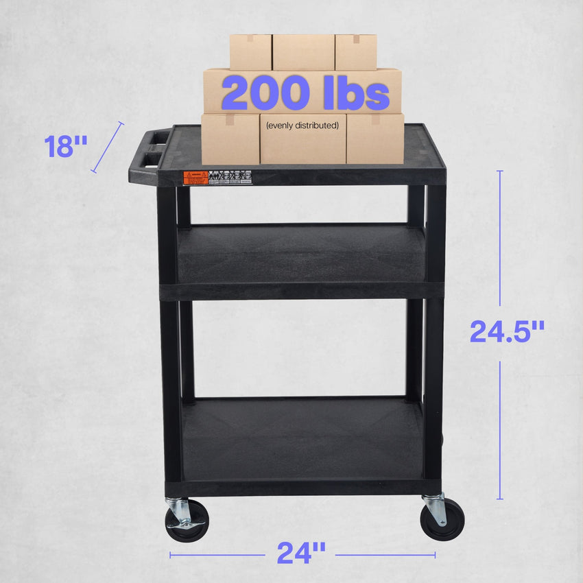 Luxor Tuffy 34" Open Shelf AV Cart with Legs (Luxor LUX-WT34E) - SchoolOutlet