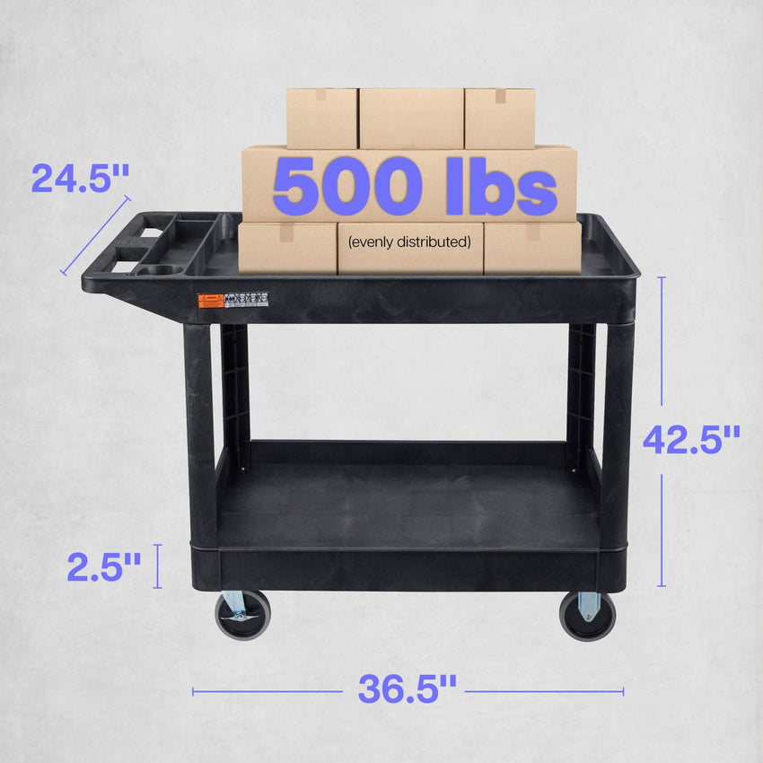 Luxor XLC11-B - Two-Shelf Heavy-Duty Utility Cart (LUX-XLC11-B) - SchoolOutlet