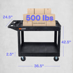 Luxor XLC11-B - Two-Shelf Heavy-Duty Utility Cart (LUX-XLC11-B) - SchoolOutlet
