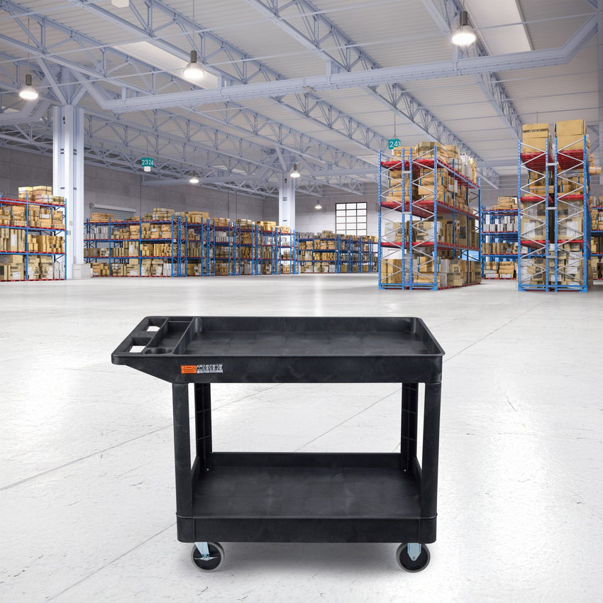 Luxor XLC11-B - Two-Shelf Heavy-Duty Utility Cart (LUX-XLC11-B) - SchoolOutlet