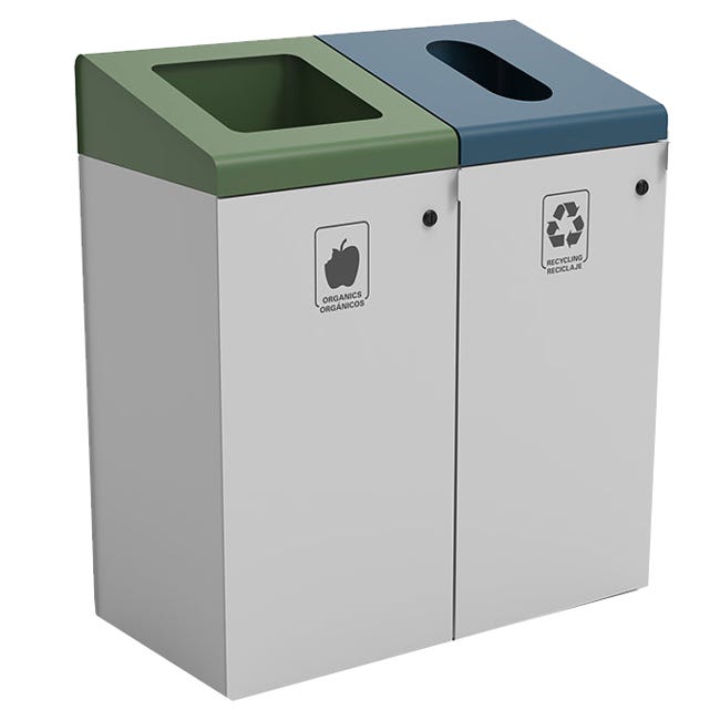 Magnuson A - TRO - 1818L 42 - Gallon Angled Top Painted Steel Waste Receptacle with Front Access Door and Internal Rigid Liner (MAG - A - TRO - 1818L) - SchoolOutlet