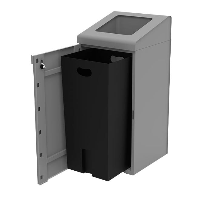 Magnuson A - TRO - 1818L 42 - Gallon Angled Top Painted Steel Waste Receptacle with Front Access Door and Internal Rigid Liner (MAG - A - TRO - 1818L) - SchoolOutlet